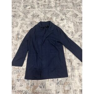 Quince Organic Cotton Knit Blazer Navy Blue Cardigan Jacket SHWDC01 Small